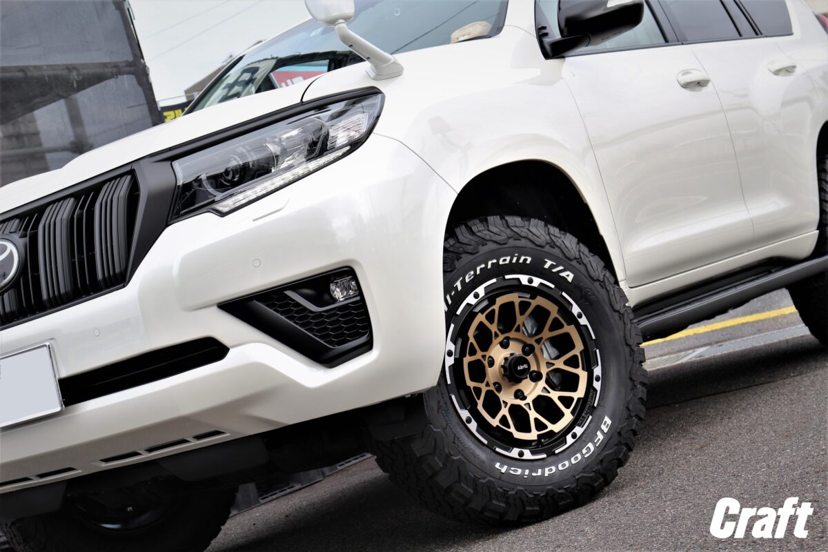 150プラド　オフ系カスタム　4×4エンジニアリング　Air/G　ロックス　BFグッドリッチ　オールテレーン　コンケイブ　265/70R17　ノーマル車高