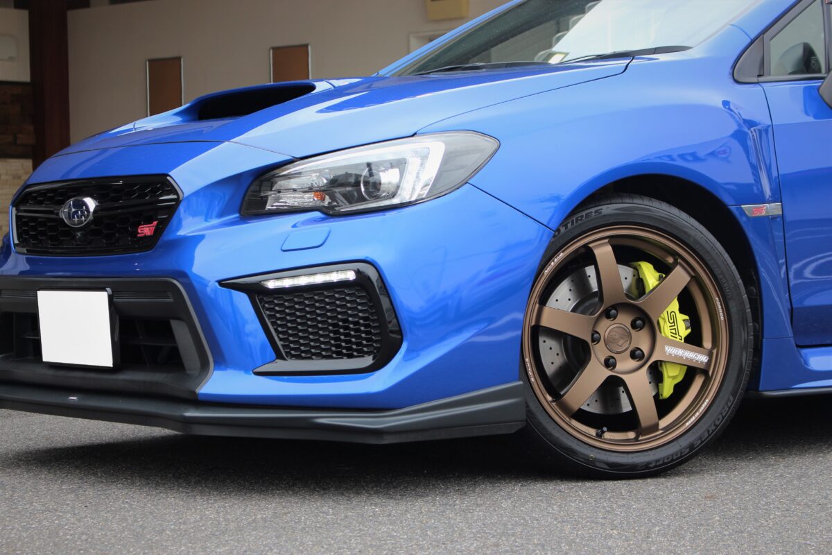 WRX STI　レイズ　TE37 SAGA S-Plus　純正車高　ノーマル車高　ツライチ　ホイール　ボルク