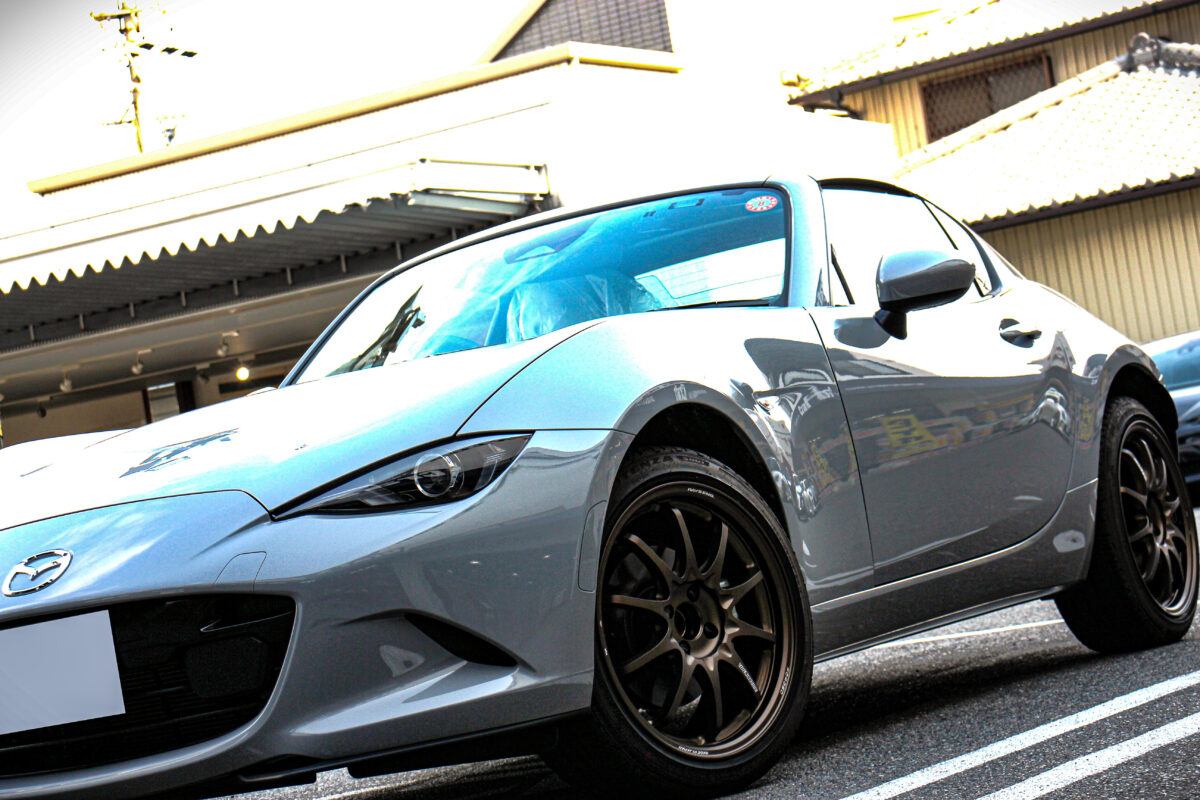 マツダ NDロードスターのフロントフェイス。RAYS VOLKRACING CE28N-plus装着後のクローズアップ画像。