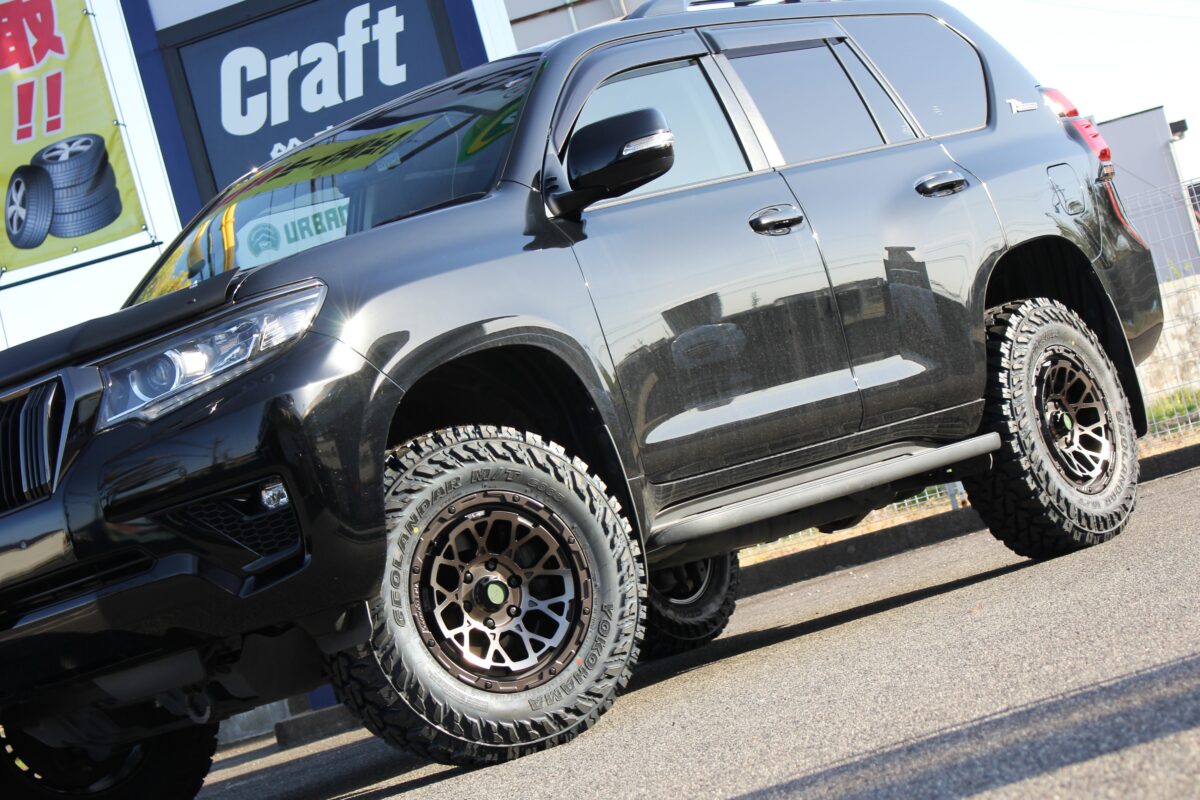 150プラドに4×4エンジニアリングのAir/GロックスとジオランダーMTを装着した画像